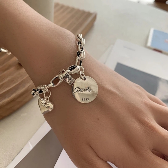 Jewelry - Sterling silver heart SMILE bracelet